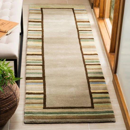 Best Pirce ๐ Martha Stewart By SAFAVIEH Striped Border Wool Rug Grey ๐ 4 Best Pirce ๐ Martha Stewart By SAFAVIEH Striped Border Wool Rug Grey ๐ - Image 4
