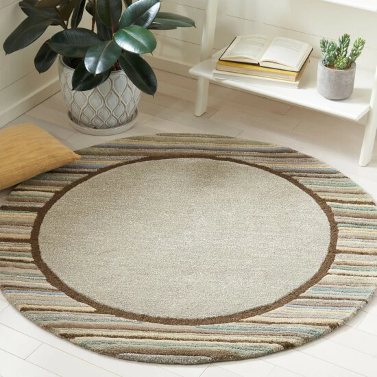 Best Pirce ๐ Martha Stewart By SAFAVIEH Striped Border Wool Rug Grey ๐ 7 Best Pirce ๐ Martha Stewart By SAFAVIEH Striped Border Wool Rug Grey ๐ - Image 7