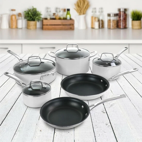 Cheap 😉 Martha Stewart 10 Piece Aluminum Nonstick Cookware Set In White - 10 Piece 🤩 5 Cheap 😉 Martha Stewart 10 Piece Aluminum Nonstick Cookware Set In White - 10 Piece 🤩 - Image 5