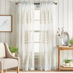 Best Pirce 💯 Martha Stewart Georgia Embroidery Poletop Curtain Panel Pair 🧨