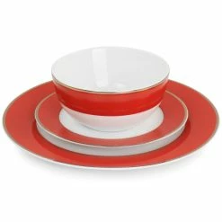 New 🧨 Martha Stewart Gold Rimmed 12pc Fine Ceramic Dinnerware Set In Red 🎁 -Martha Stewart Sales unnamed file 1155