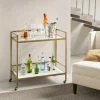 Coupon 🥰 Martha Stewart Lionel Antique Gold Two Tier Bar Cart On Wheels 🌟