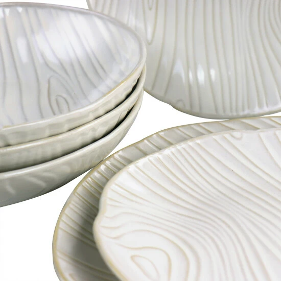 Budget 🎉 Martha Stewart Wood Grain 12pc Stoneware Dinnerware Set In Off-White 👍 7 Budget 🎉 Martha Stewart Wood Grain 12pc Stoneware Dinnerware Set In Off-White 👍 - Image 7