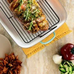 Coupon ⭐ Martha Stewart 18in Enamel On Steel Roasting Pan And Rack In Turquoise ⭐ -Martha Stewart Sales unnamed file 1237