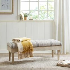 Cheap 🎁 Martha Stewart Harstrom Beige Soft Close Storage Bench 👏