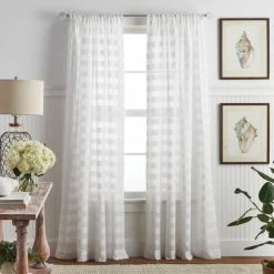 Best Sale 🎁 Martha Stewart Sandy Sheer Poletop Curtain Panel Pair White ✨
