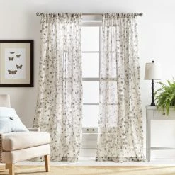 Buy 🛒 Martha Stewart Annabelle Floral Sheer Rod Pocket Single Curtain Panel Linen 🧨 -Martha Stewart Sales unnamed file 1336