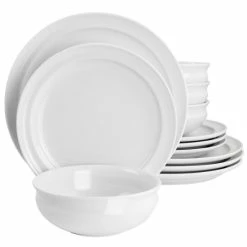 Cheapest 🌟 Martha Stewart Hillington 12 Pc Fine Ceramic Dinnerwware Set In White - 12 Pc 🔔