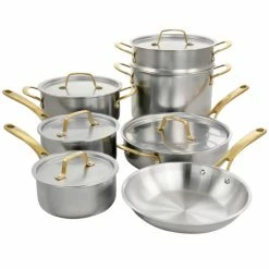 New 🎁 Martha Stewart 12 Piece Vintage Stainless Steel Cookware Set - 12 Piece Set 🔥