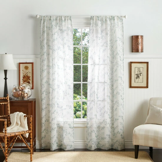 Cheap 🥰 Martha Stewart Eucalyptus Semi-Sheer Rod Pocket Curtain Panel Pair Aqua ✨ 1 Cheap 🥰 Martha Stewart Eucalyptus Semi-Sheer Rod Pocket Curtain Panel Pair Aqua ✨