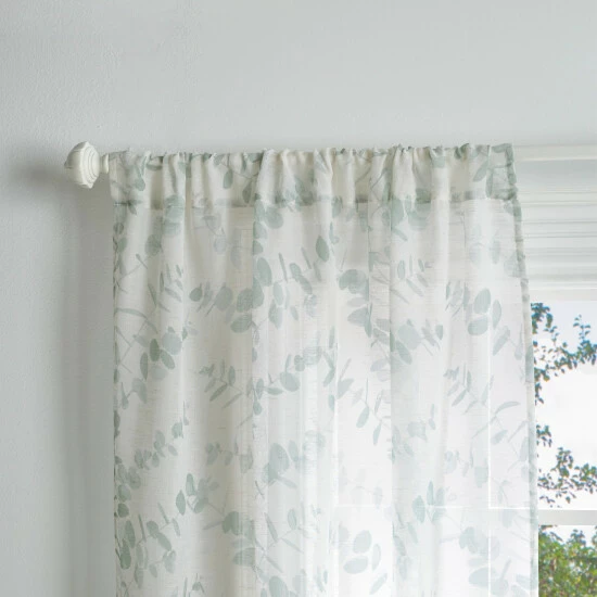 Cheap 🥰 Martha Stewart Eucalyptus Semi-Sheer Rod Pocket Curtain Panel Pair Aqua ✨ 2 Cheap 🥰 Martha Stewart Eucalyptus Semi-Sheer Rod Pocket Curtain Panel Pair Aqua ✨ - Image 2