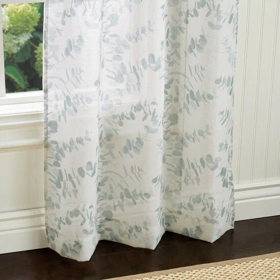 Cheap 🥰 Martha Stewart Eucalyptus Semi-Sheer Rod Pocket Curtain Panel Pair Aqua ✨ 3 Cheap 🥰 Martha Stewart Eucalyptus Semi-Sheer Rod Pocket Curtain Panel Pair Aqua ✨ - Image 3