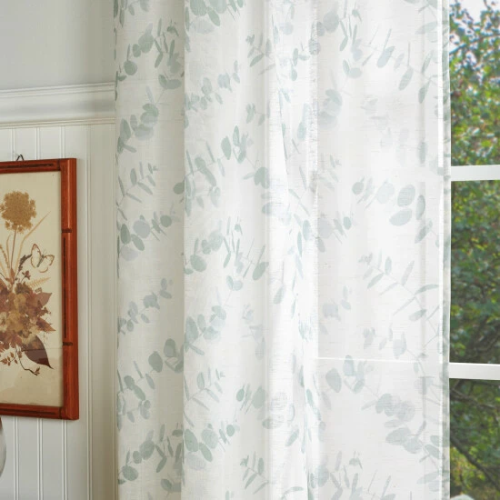 Cheap 🥰 Martha Stewart Eucalyptus Semi-Sheer Rod Pocket Curtain Panel Pair Aqua ✨ 4 Cheap 🥰 Martha Stewart Eucalyptus Semi-Sheer Rod Pocket Curtain Panel Pair Aqua ✨ - Image 4