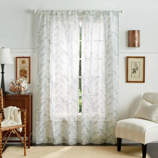 Cheap 🥰 Martha Stewart Eucalyptus Semi-Sheer Rod Pocket Curtain Panel Pair Aqua ✨ 5 Cheap 🥰 Martha Stewart Eucalyptus Semi-Sheer Rod Pocket Curtain Panel Pair Aqua ✨ - Image 5