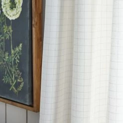 Outlet 🎉 Martha Stewart Plaid Tie-Top Curtain Panel Pair Natural ✨ -Martha Stewart Sales unnamed file 2159