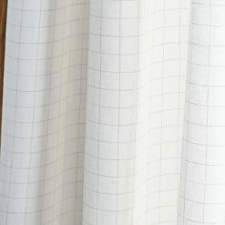 Outlet 🎉 Martha Stewart Plaid Tie-Top Curtain Panel Pair Natural ✨ -Martha Stewart Sales unnamed file 2160