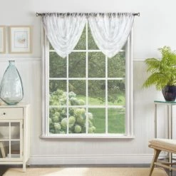 Hot Sale ✨ Martha Stewart Aster Acanthus Semi-Sheer Window Curtains - Panel Pair Or Valance White 🥰 -Martha Stewart Sales unnamed file 2171