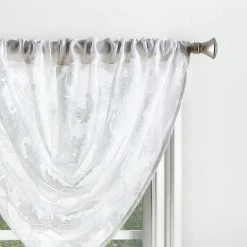 Hot Sale ✨ Martha Stewart Aster Acanthus Semi-Sheer Window Curtains - Panel Pair Or Valance White 🥰 -Martha Stewart Sales unnamed file 2172