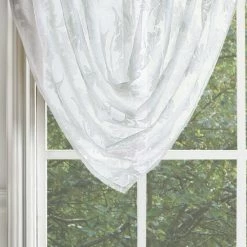 Hot Sale ✨ Martha Stewart Aster Acanthus Semi-Sheer Window Curtains - Panel Pair Or Valance White 🥰 -Martha Stewart Sales unnamed file 2173