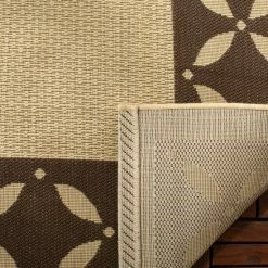 New 🔥 Martha Stewart By SAFAVIEH Mallorca Border Indoor/ Outdoor Waterproof Rug Cream/chocolate 👍 -Martha Stewart Sales unnamed file 2267
