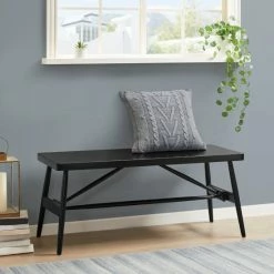 Promo 👏 Martha Stewart Lachlan Black Wood Accent Bench ❤️