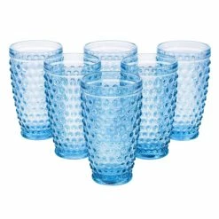 Top 10 🌟 Martha Stewart 6 Piece Hobnail Handmade Glass Tumbler Set In Blue 🛒
