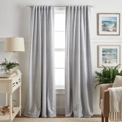 Cheap 🧨 Martha Stewart Ticking Stripe Back Tab Curtain Panel Pair Grey ✨ -Martha Stewart Sales unnamed file 232