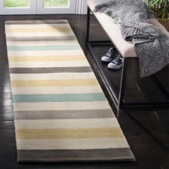 Wholesale 👏 Martha Stewart By SAFAVIEH Circus Stripe Wool Rug Azurite 🥰