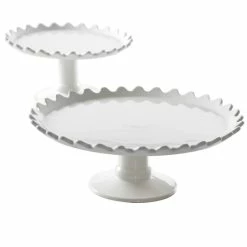 Best Pirce 🥰 Martha Stewart 2 Piece Stoneware Cake Stand Set In White - 2 Piece 🌟