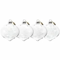 Best Pirce ✔️ Martha Stewart Holiday Pointy Glass Ball 4 Pc Ornament Set In Clear 🎉