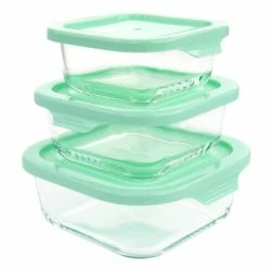Deals ✔️ Martha Stewart 6 Piece Glass Storage Containers With Lids In Mint - 6 Piece ⭐