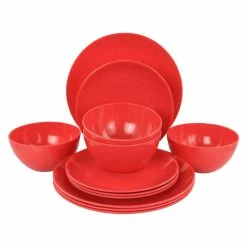 Flash Sale 💯 Martha Stewart 12-Piece Melamine Dinnerware Set In Red 👍
