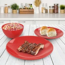 Flash Sale 💯 Martha Stewart 12-Piece Melamine Dinnerware Set In Red 👍 -Martha Stewart Sales unnamed file 2650