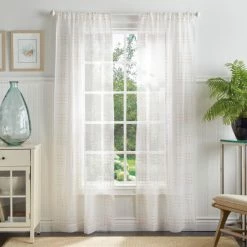 Best Sale ❤️ Martha Stewart Montauk Clip Dot Sheer Rod Pocket Curtain Panel Pair Seafoam 😀