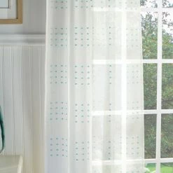 Best Sale ❤️ Martha Stewart Montauk Clip Dot Sheer Rod Pocket Curtain Panel Pair Seafoam 😀 -Martha Stewart Sales unnamed file 2691