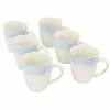 Discount 🎁 Martha Stewart Blue Rim 6 Piece 13 Ounce Stoneware Cup Set In Blue - White/Blue 🌟