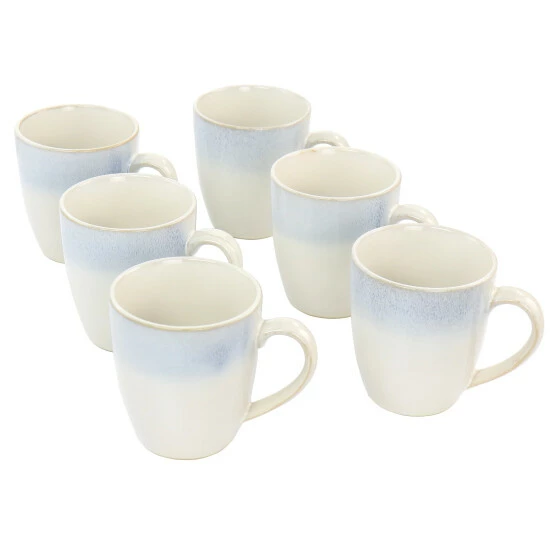 Discount ๐ Martha Stewart Blue Rim 6 Piece 13 Ounce Stoneware Cup Set In Blue - White/Blue ๐ 1 Discount ๐ Martha Stewart Blue Rim 6 Piece 13 Ounce Stoneware Cup Set In Blue - White/Blue ๐