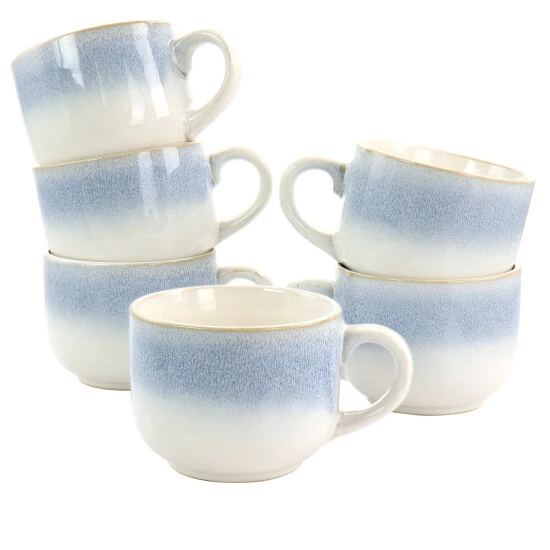 Coupon ⭐ Martha Stewart Blue Rim 6 Piece 24oz Stoneware Latte Mug Set In Blue - White/Blue 🤩 1 Coupon ⭐ Martha Stewart Blue Rim 6 Piece 24oz Stoneware Latte Mug Set In Blue - White/Blue 🤩