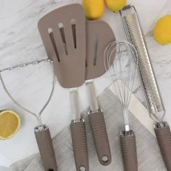 Hot Sale 🛒 Martha Stewart Stainless Steel And Silicone 5 Piece Kitchen Utensil Tool Set In Taupe - 1 Piece 🛒 -Martha Stewart Sales unnamed file 2775
