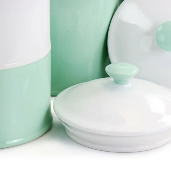 Budget โญ Martha Stewart Stoneware Canister And Lid 3 Pc Set In Mint And White - 3 Pc ๐ 3 Budget โญ Martha Stewart Stoneware Canister And Lid 3 Pc Set In Mint And White - 3 Pc ๐ - Image 3