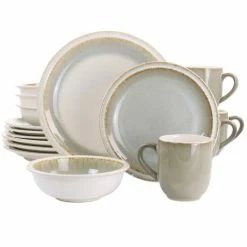 Flash Sale 🔔 Martha Stewart Glazed 16pc Stoneware Dinnerware Set In Taupe 😉