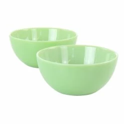 Best Sale 🔥 Martha Stewart 2 Piece 6 Inch Jadeite Glass Bowl Set In Jade Green - 6" X 2.75" 👏