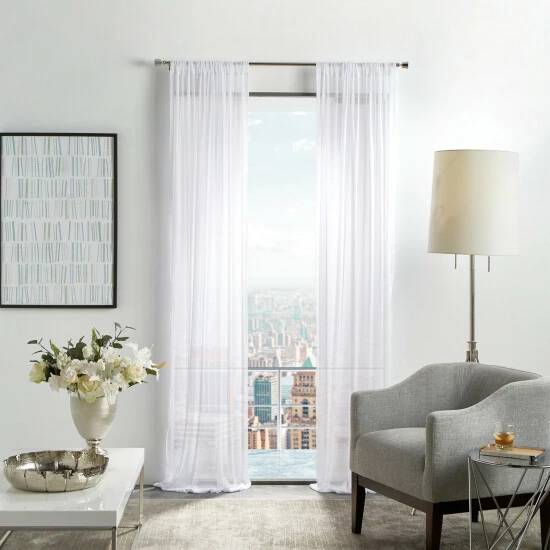 New 🤩 Martha Stewart Glacier Sheer Rod Pocket Curtain Panel Pair Silver ✨ 8 New 🤩 Martha Stewart Glacier Sheer Rod Pocket Curtain Panel Pair Silver ✨ - Image 8