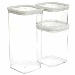 Best Pirce 🛒 Martha Stewart 3 Piece Square Plastic Stackable Container Set In Ivory - 3 Pc ✨
