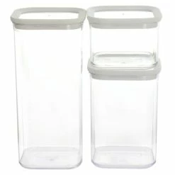Best Pirce 🛒 Martha Stewart 3 Piece Square Plastic Stackable Container Set In Ivory - 3 Pc ✨ -Martha Stewart Sales unnamed file 3043