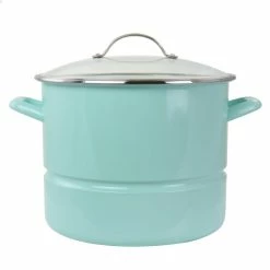 Deals ⭐ Martha Stewart 16 Quart Turquoise Steel Steamer Pot ✔️