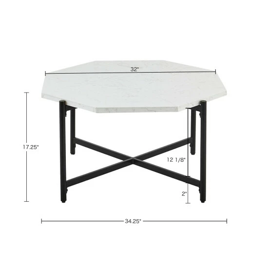 Best Pirce π₯ Elora White/ Black Coffee Table By Martha Stewart π₯° 2 Best Pirce π₯ Elora White/ Black Coffee Table By Martha Stewart π₯° - Image 2