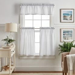 Cheap 🧨 Martha Stewart Ticking Stripe 3-piece Curtain Tier And Valance Set Grey ⭐ -Martha Stewart Sales unnamed file 3134