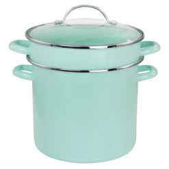 Flash Sale 👍 Martha Stewart 8 Quart Dual Stock Pot And Steamer Set In Aqua 😍