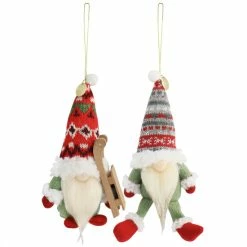 New 🧨 Martha Stewart Holiday Plush Gnome 2 Piece Ornament Set Green And Red 😉